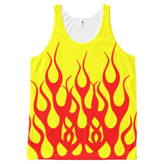 Yellow Red Flame Graphics All-Over-Print Tank Top (Front)