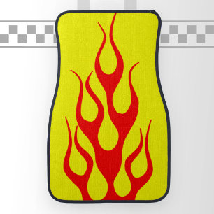 Yellow Red Flame Graphics Car Floor Mat