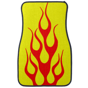 Yellow Red Flame Graphics Car Floor Mat