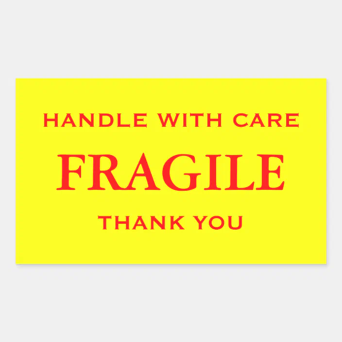 Yellow Red Fragile Handle With Care Thank You Rectangular Sticker Zazzle Com Yellow Red Fragile Handle With Care Thank You Rectangular Sticker Zazzle Com