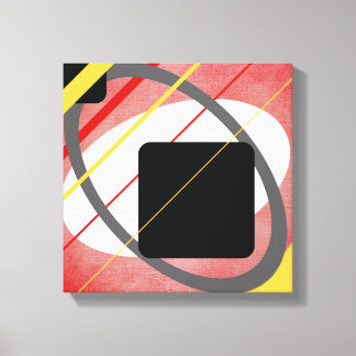 Yellow & Red Geometric Design Wrapped Canvas Print