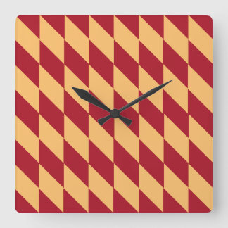 Yellow & Red Geometric Square Wall Clock