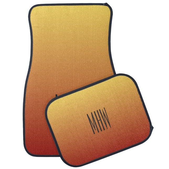 Yellow Red Gradient custom monogram car floor mats (Set)