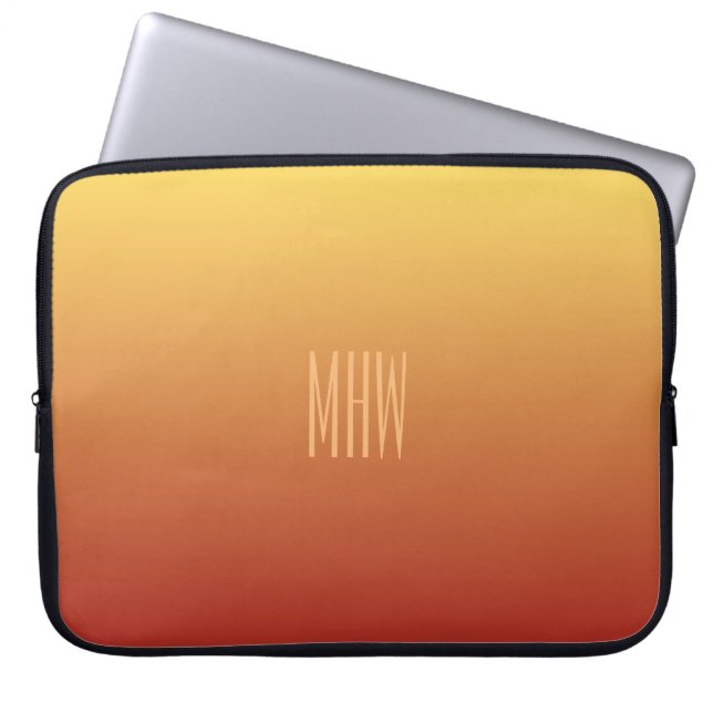 Yellow Red Gradient custom monogram laptop sleeve (Front)
