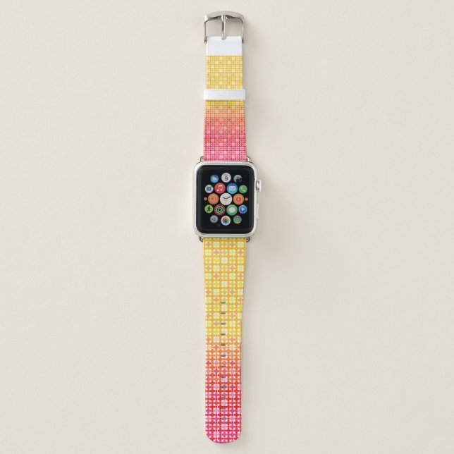 Yellow Red gradient plaid pattern Apple Watch Band (Front)