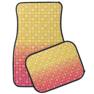 Yellow Red gradient plaid pattern Car Floor Mat