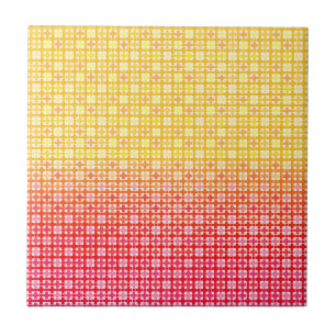 Yellow Red gradient plaid pattern Ceramic Tile
