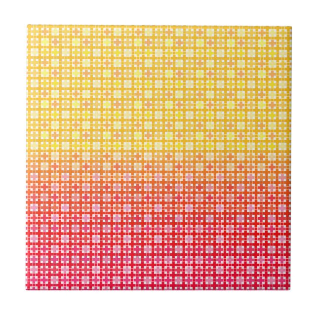 Yellow Red gradient plaid pattern  Ceramic Tile (Front)