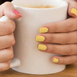 Yellow Red gradient plaid pattern Minx Nail Art