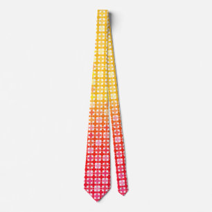 Yellow Red gradient plaid pattern Neck Tie