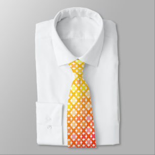 Yellow Red gradient plaid pattern  Neck Tie