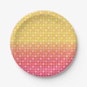 Yellow Red gradient plaid pattern  Paper Plates