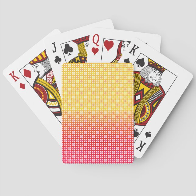 Yellow Red gradient plaid pattern  Poker Cards (Back)