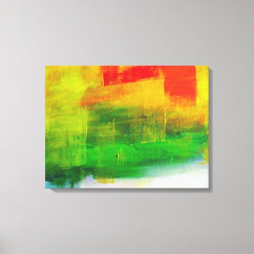 Yellow Red Green Abstract Painting Canvas Print