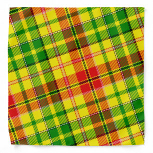 Yellow Red Green Plaid Tartan Design  Bandana