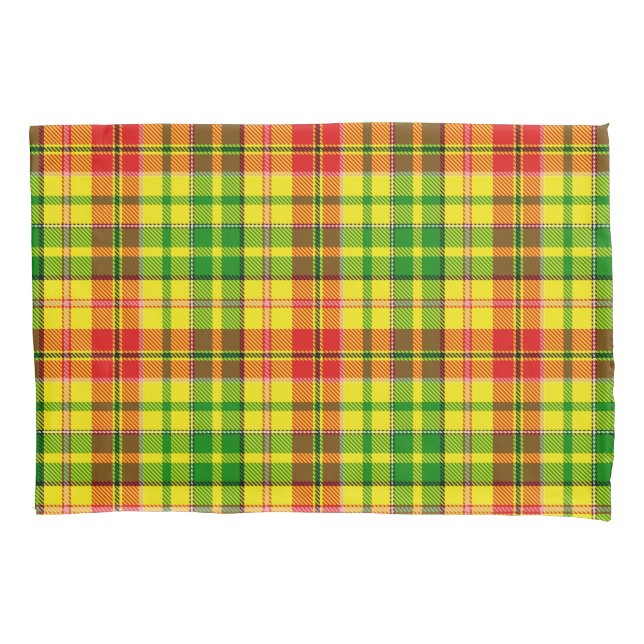 Yellow Red Green Plaid Tartan Design  Pillow Case (Front)