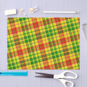 Yellow Red Green Plaid Tartan Design  Tissue Paper