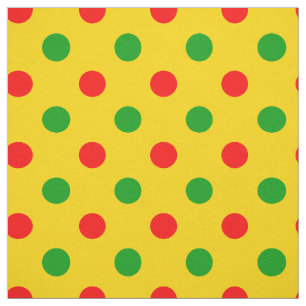 Yellow Red Green Polka Dots Design  Fabric