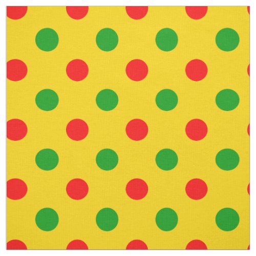 Yellow Red Green Polka Dots Design Fabric