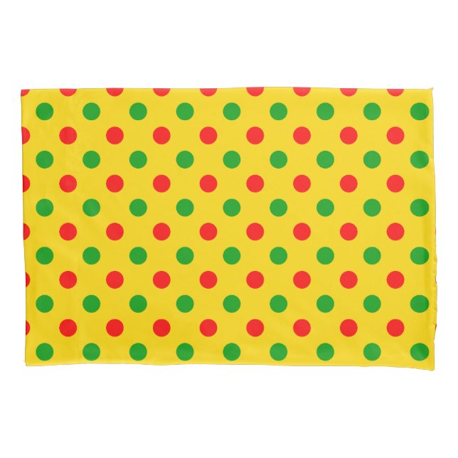 Yellow Red Green Polka Dots Design  Pillow Case (Front)