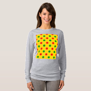 Yellow Red Green Polka Dots Design T-Shirt