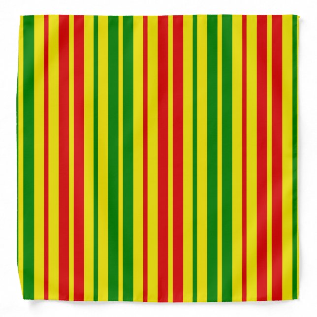 Yellow Red Green Stripes Pattern   Bandana (Front)