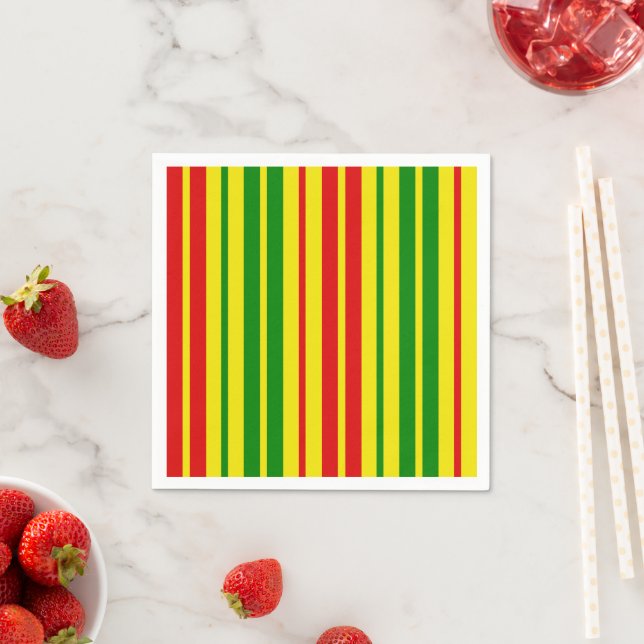 Yellow Red Green Stripes Pattern   Napkins (Insitu)