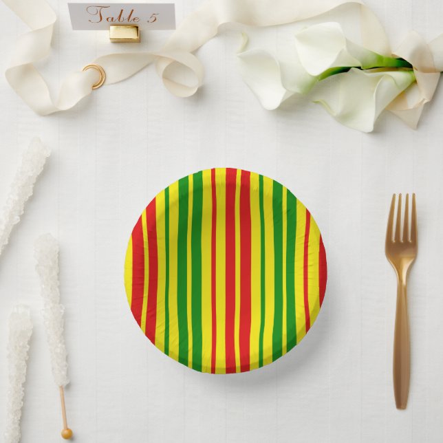 Yellow Red Green Stripes Pattern   Paper Bowls (Wedding)