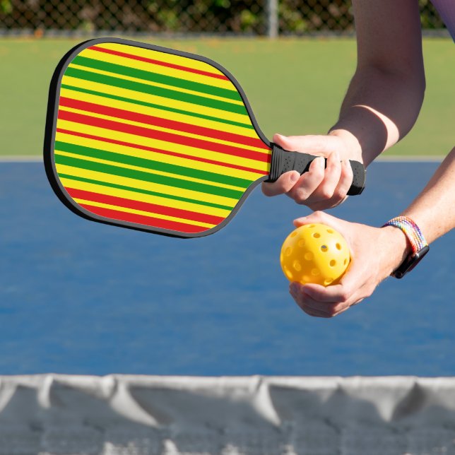 Yellow Red Green Stripes Pattern   Pickleball Paddle (Insitu)