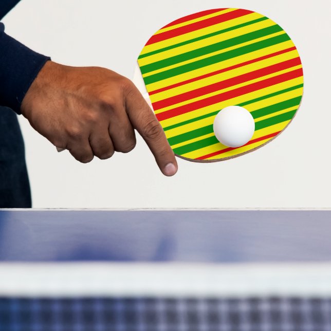 Yellow Red Green Stripes Pattern   Ping Pong Paddle (Insitu)