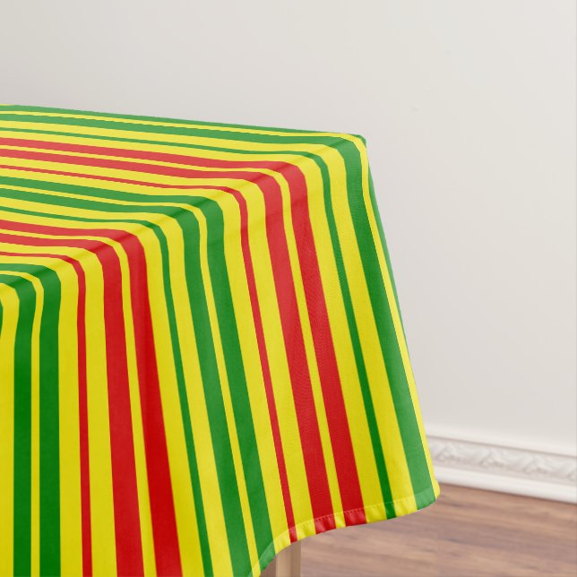 Yellow Red Green Stripes Pattern   Tablecloth (In Situ)