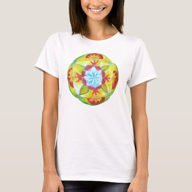 Yellow Red Hand Painted Yoga Mandala Tank Top (Front)