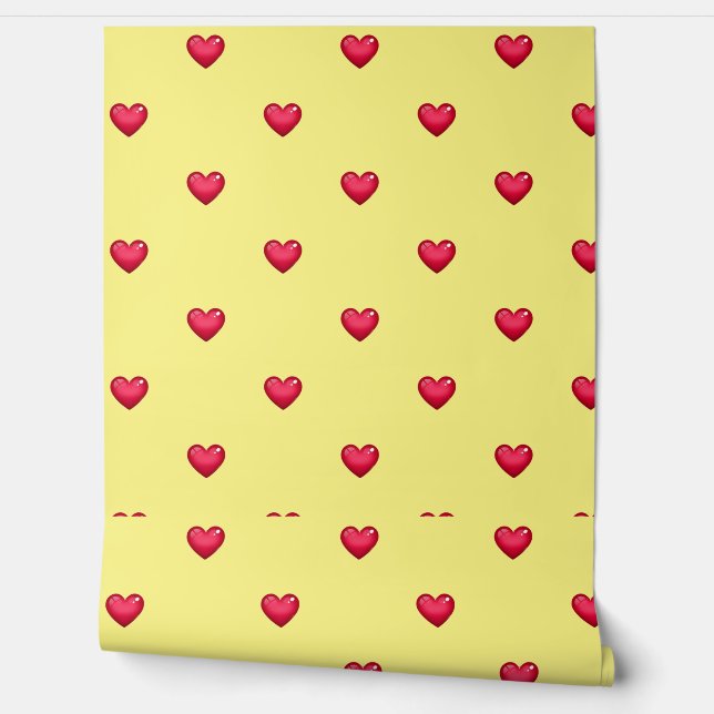 Yellow red heart Peel and Stick | Modern  Wallpaper (Unrolling)