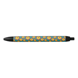 Yellow Red Hibiscus Tropical Flowers Pattern Pen