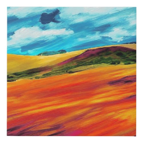 Yellow Red Hills Faux Canvas Print