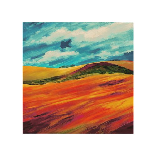 Yellow Red Hills Wood Wall Art