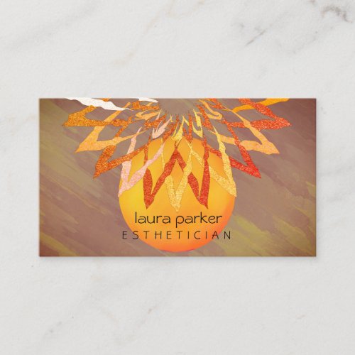 Yellow Red Lotus Flower Yoga Teacher Business Card