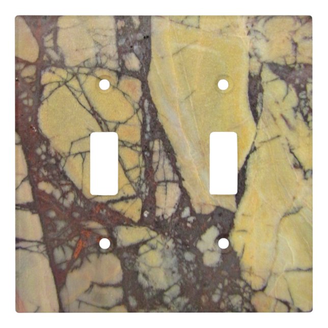 Yellow Red Marbled Agate Stone Photograph Light Switch Cover (Front)