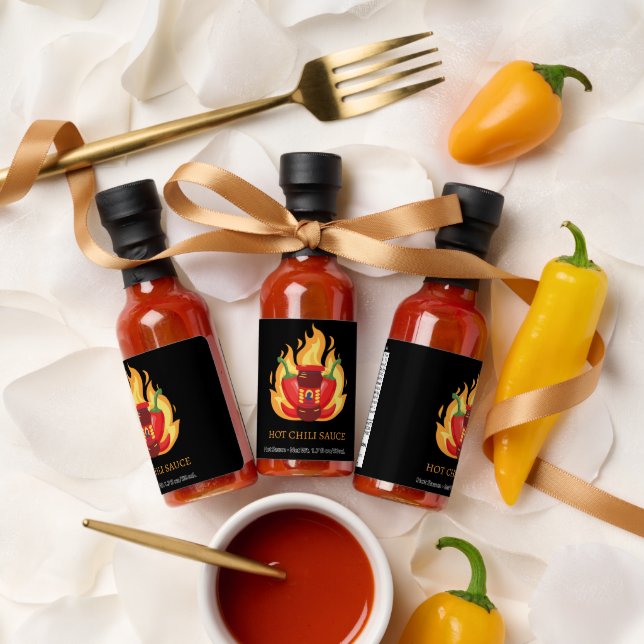 Yellow Red Minimalist Illustrated Hot Chili  Sauce (Wedding)