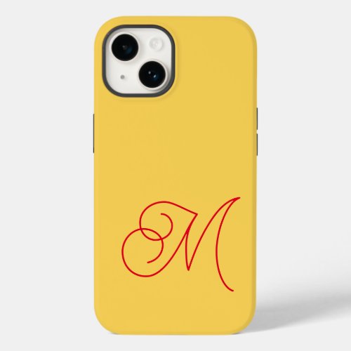 Yellow Red Monogrammed Classical Script Plain Case_Mate iPhone 14 Case