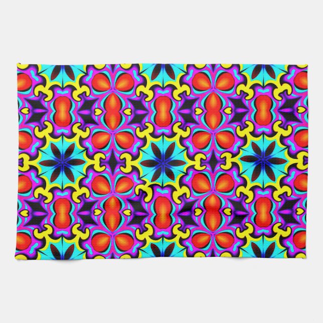 Yellow Red Patterned Kitchen Towel (Horizontal)