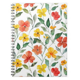 Yellow Red Peach Flowers Notebook