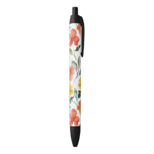 Yellow Red Peach Flowers Pen