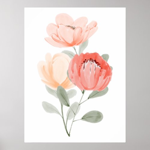 yellow red Peonies and paeony pink herbaceous  Poster