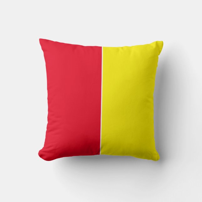 Yellow & Red Plain Simple Colors Throw Pillow (Front)