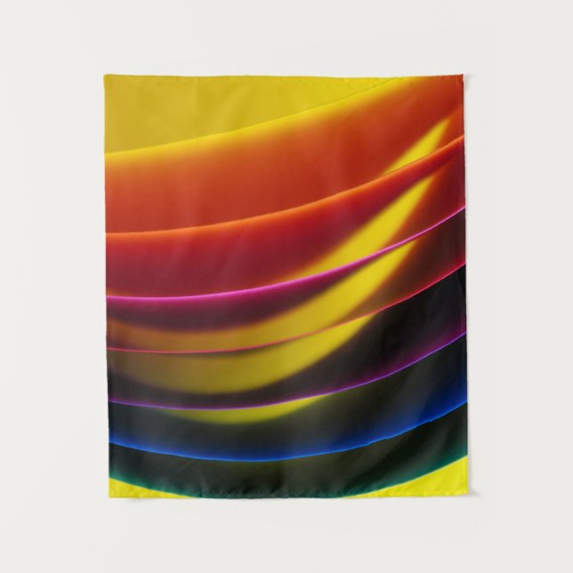 Yellow, red, purple, blue, and green layer paper tapestry (Front)