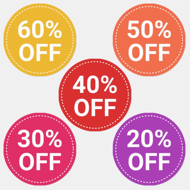 Yellow Red Purple Small Business Sales 60% Off Labels (Group)
