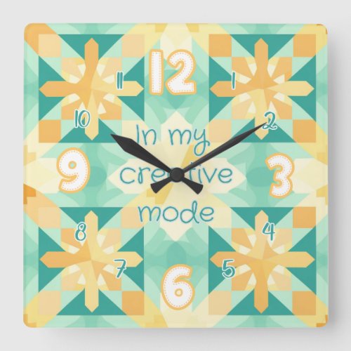 yellow  red quilting_styled wall clock