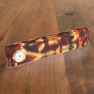 Yellow red stains looks flawed spray or ink vents desk name plate