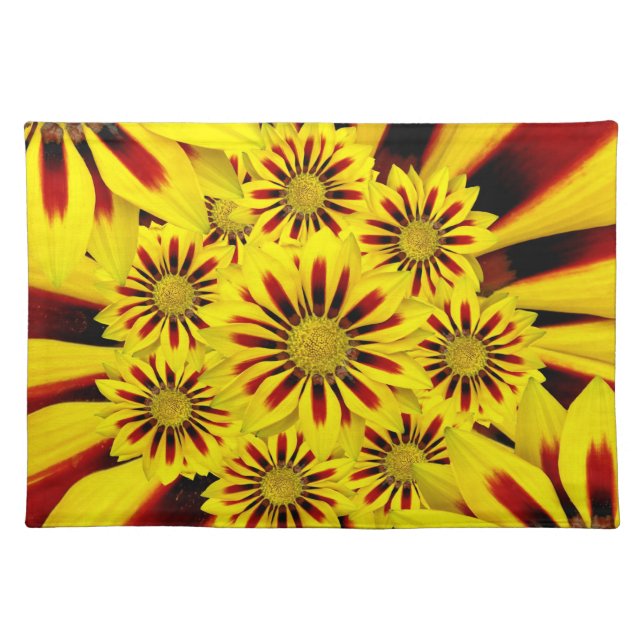 Yellow Red Striped Gerbera Daisy Flower Placemats (Front)